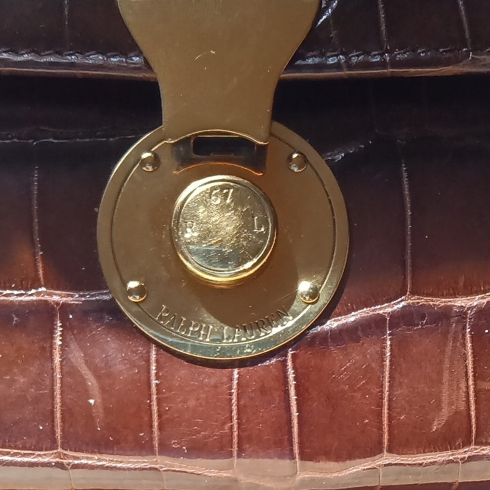 Ralph Lauren Chocolate Crocodile Embossed Handbag